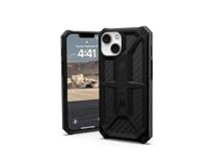 Urban Armor Gear UAG Monarch Housse de Protection Compatible Apple iPhone 14 / iPhone 13 [Chargement sans Fil, Protection 5 Couches Conforme aux Normes Militaires, Bords surélevés] Noir/Carbone