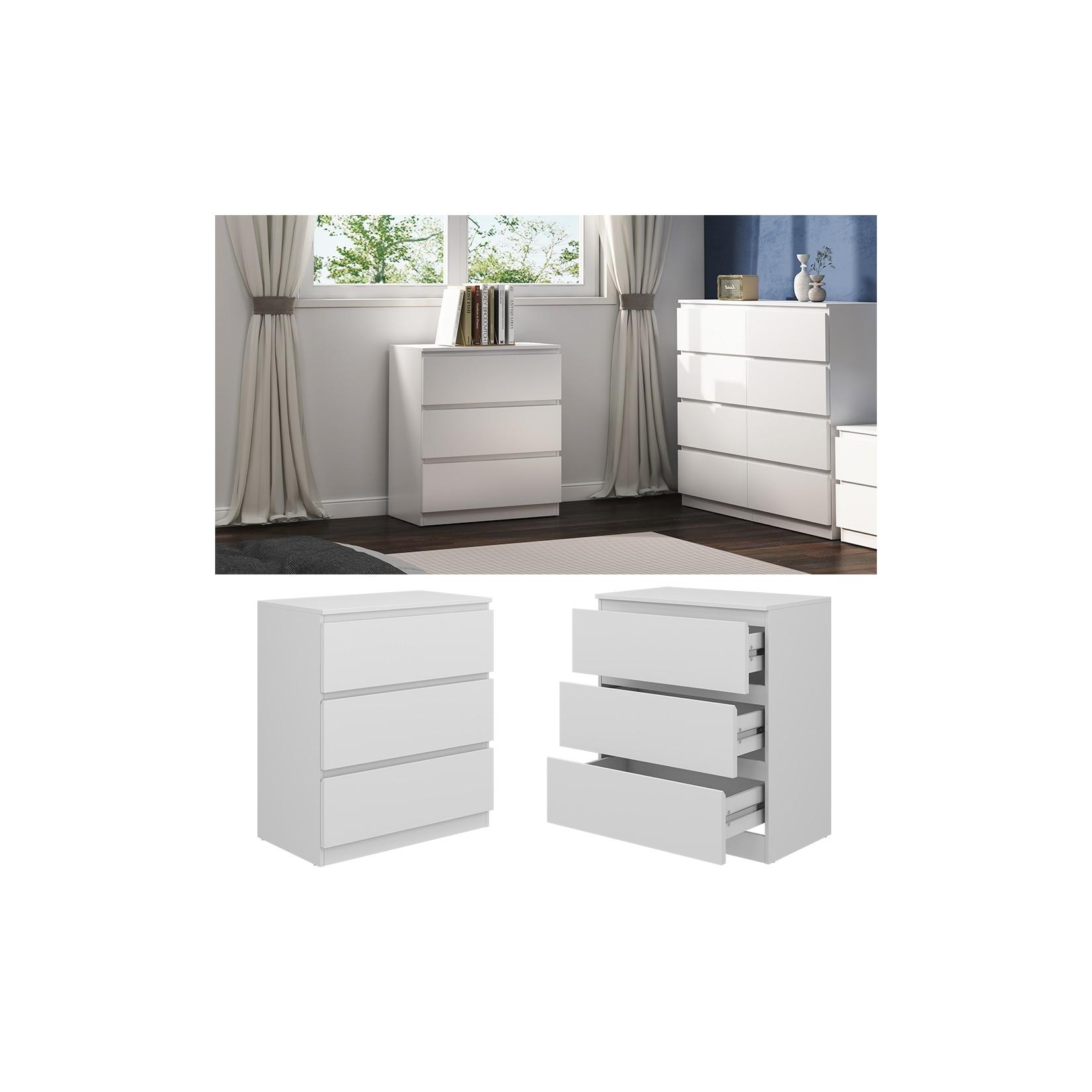 Vicco Kommode Calisto, Weiß 70 x 78,5 cm, mit 3 Schubfächer, Highboard, Schrank