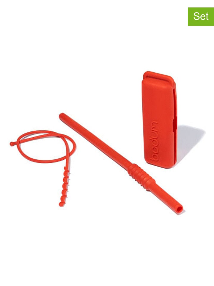 bodum 3tlg. Trinkhalm-Set in Rot - onesize