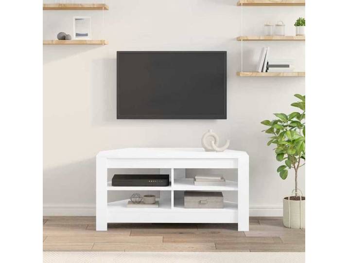 Armoire TV - MODERNE - MeubleTV - Montage Simplifié -d'Angle Blanc 102 x 40 5 x 45cm Bois d'ingénierie @2251041