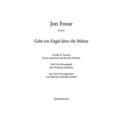 Geht ein Engel über die Bühne, Taschenbuch von Jon Fosse, Kleinheinrich, 978-3-945237-85-4