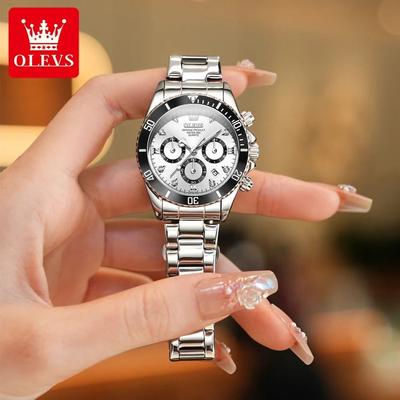 Uplifted Goods Womens Luxury Quartz Watch With Date And Luminous Display silver White Face