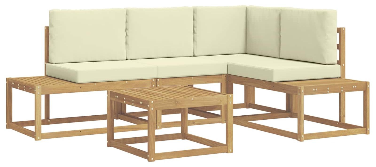 vidaXL Outdoor-Sofagarnitur 4 Stück Weiß und Creme Polyester
