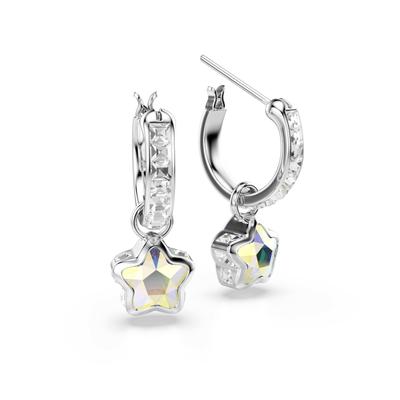 Paar Creolen SWAROVSKI "Schmuck Geschenk CHROMA Ohrringe", metallfarben, kristallweiß, aurore boreale, kristallweiß, aurore boreale, Ohrringe, Damen, Metall, mit Swarovski Kristall - Einhänger abnehmbar