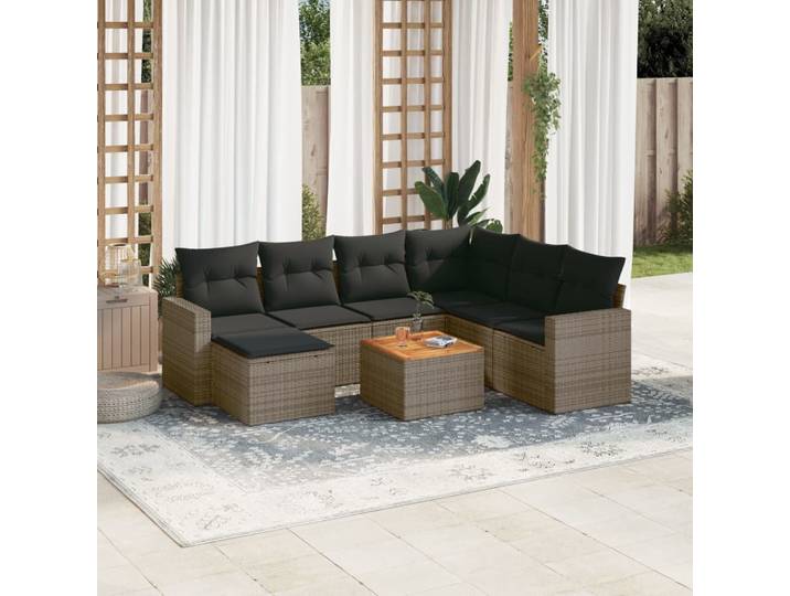 vidaXL Patio Sofa Set 8-Sitzer Grey and Dark Grey