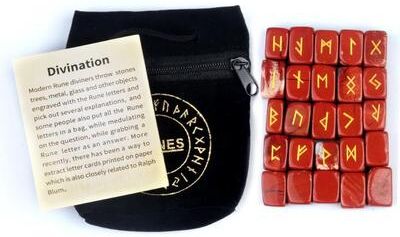 Uplifted Finds 25PCS Natural Rune Stone Set Irregular Engraved Energy Stones For Divination & Healing red Stone