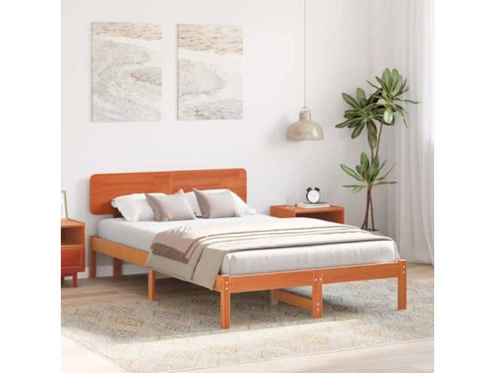KTHLBRH Bettgestell Kiefer massiv 140 x 190 cm Minimalistisches Design, klare Linien, geeignet für zeitgenössische und klassische Stile