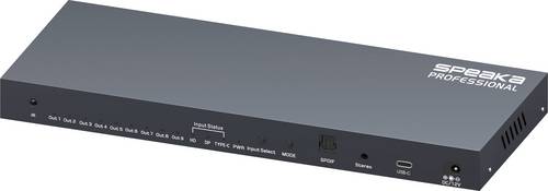 SpeaKa Professional SP-WC-200 HDMI-Matrix-Splitter mit Fernbedienung, Ultra HD-fähig 1980 x 1080 Pixel Schwarz