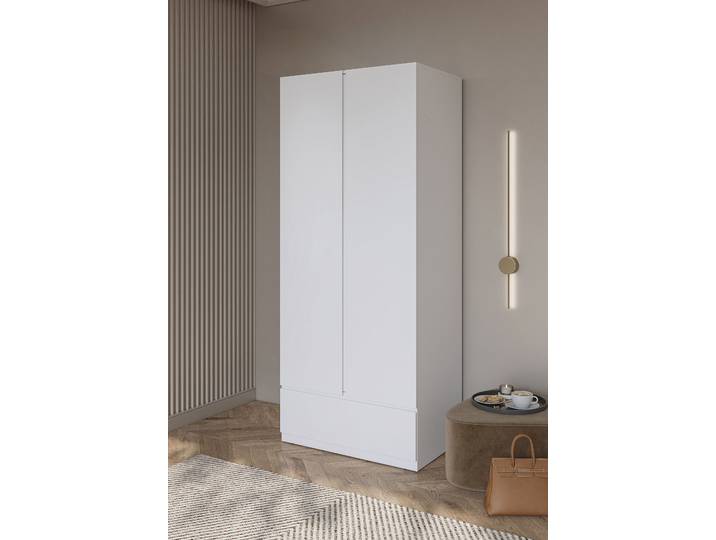 Drehtürenschrank 89cm Weiß/Weiß