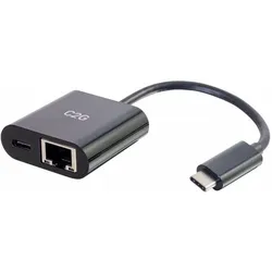 C2G USB Typ-C zu (USB-C, RJ45 (1x)), Netzwerk Adapter, Schwarz