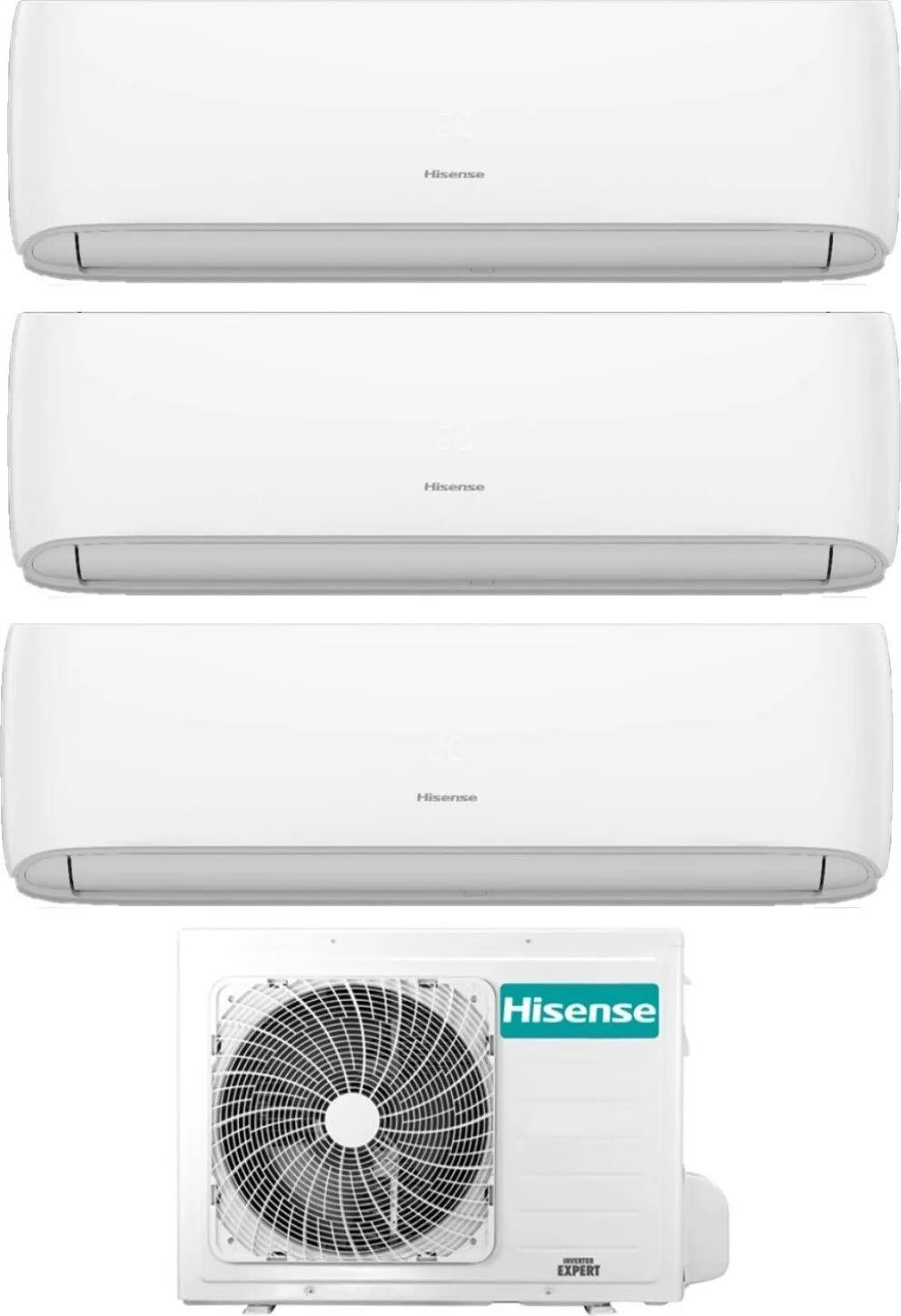 Hisense Cf25/25/25yr4bg+3amw62u4rjc Climatizzatore Trial Split Inverter 9000+9000+9000 Btu /h Condizionatore Con Pompa Di Calore Classe A++/a+ Gas R32 Wifi (Unità Interna + Unità Esterna) - 3amw62u4rjc Serie Hi-Comfort