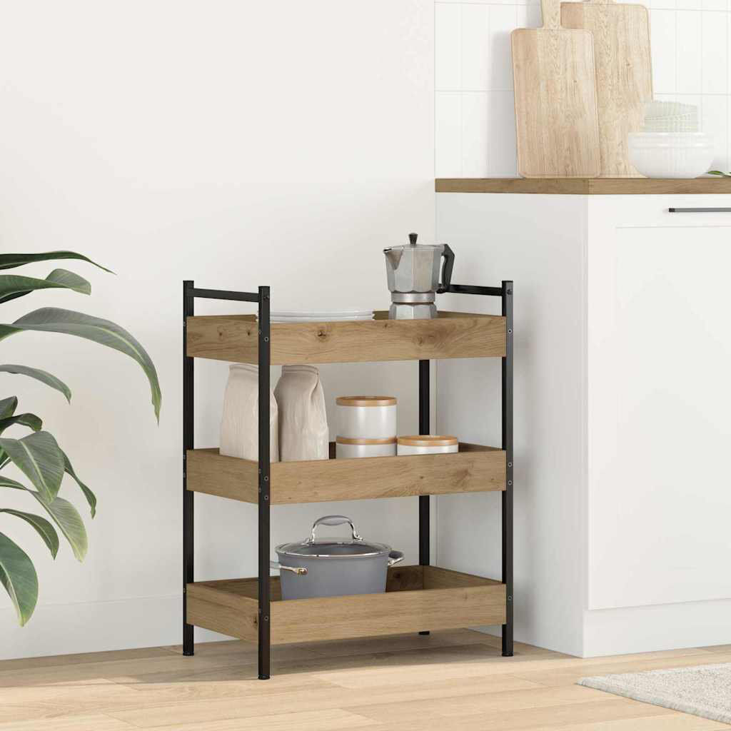 Borough Wharf Kitchen Trolley 50 X 30 X 70 Cm Engineered Wood Artisan Oak 70cm H X 50cm W X 30cm D