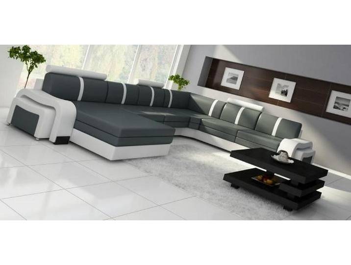 Xlmoebel Wohnlandschaft Ledercouch mit USB-Anschluss und LED-Beleuchtung, Hergestellt in Europa