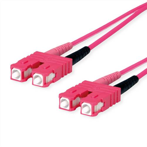 TELEGÄRTNER LWL Rangierkabel 2x G50/125 OM4, 1x SC Duplex - 1x SC Duplex, violett, 1m