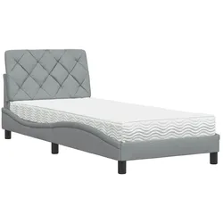 vidaXL Bett mit Matratze Hellgrau 90x200 cm Stoff