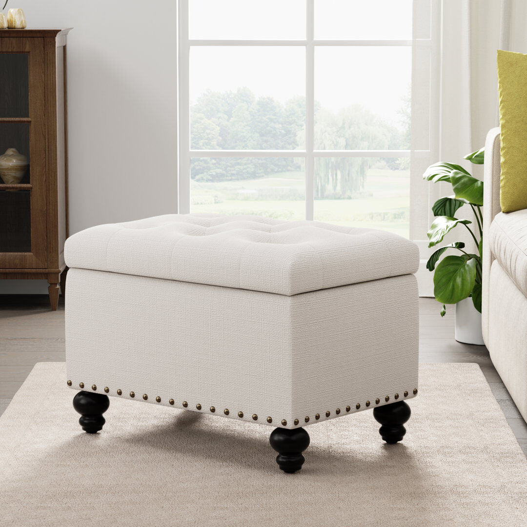 EUHUIMO Dhiren 23.6" W Rectangle Upholstered Storage Ottoman Jensen White Performance 43.2cm H X 59.9cm W X 47.2cm D