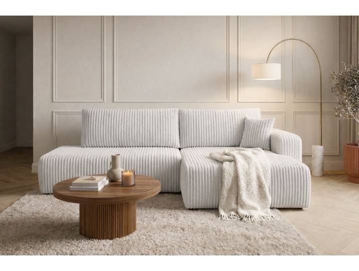Kaiser Möbel Ecksofa mit Schlaffunktion und Bettkasten, Cordstoff Tilia, OPEN XL, XL-Format,Große Liegefläche,Cordstoff mit hoher Abriebfestigkeit