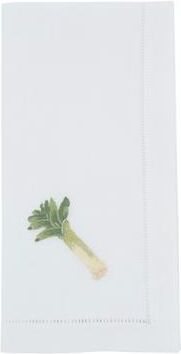 Saro Lifestyle "Leek Embroidered Cotton Decorative Napkins (Set of 6) - Botanical Motif Detail for Dining and Entertaining, 20""x20"""