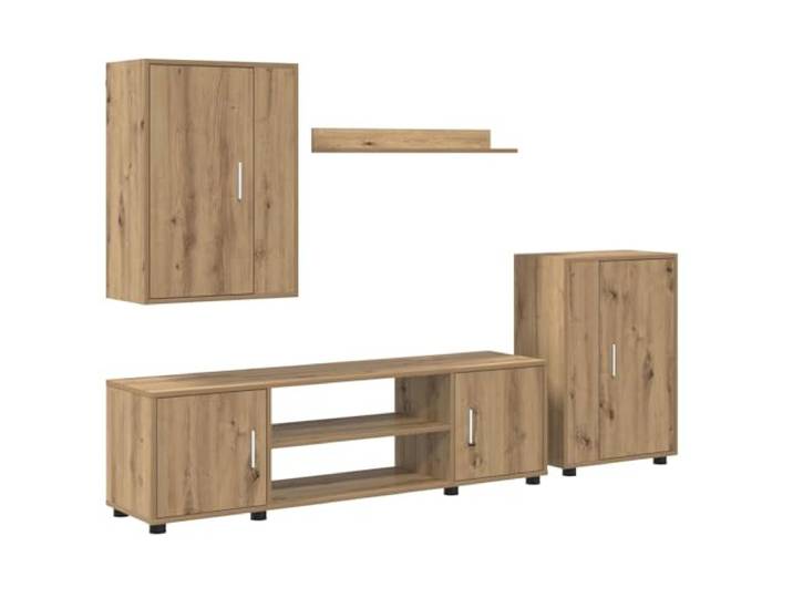 Makastle TV-Schrank Set Artisan-Eiche 140x40x33 cm