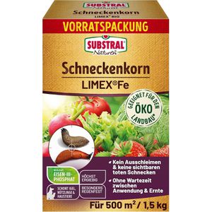 Substral Schneckenkorn Naturen Limex Fe, regenfest, Streugranulat mit Eisen-III-Phosphat, 1,5 kg für 500 m²