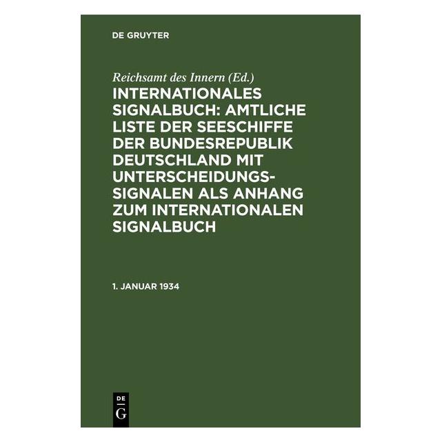 De Gruyter 1. Januar 1934 (Deutsch, Hardcover) (67781822)