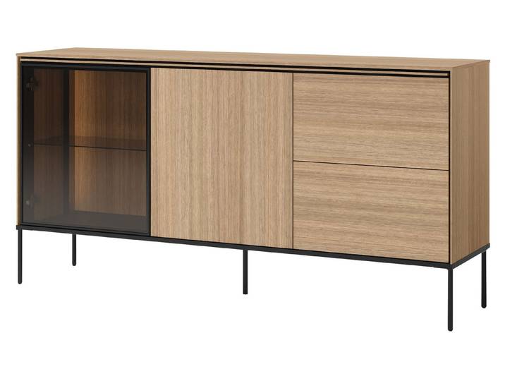 MIRJAN24 Kommode 1D1W2S Visso VI-05 (mit zwei Drehtüren und zwei Schubladen), LED-Beleuchtung, 167x41x85 cm