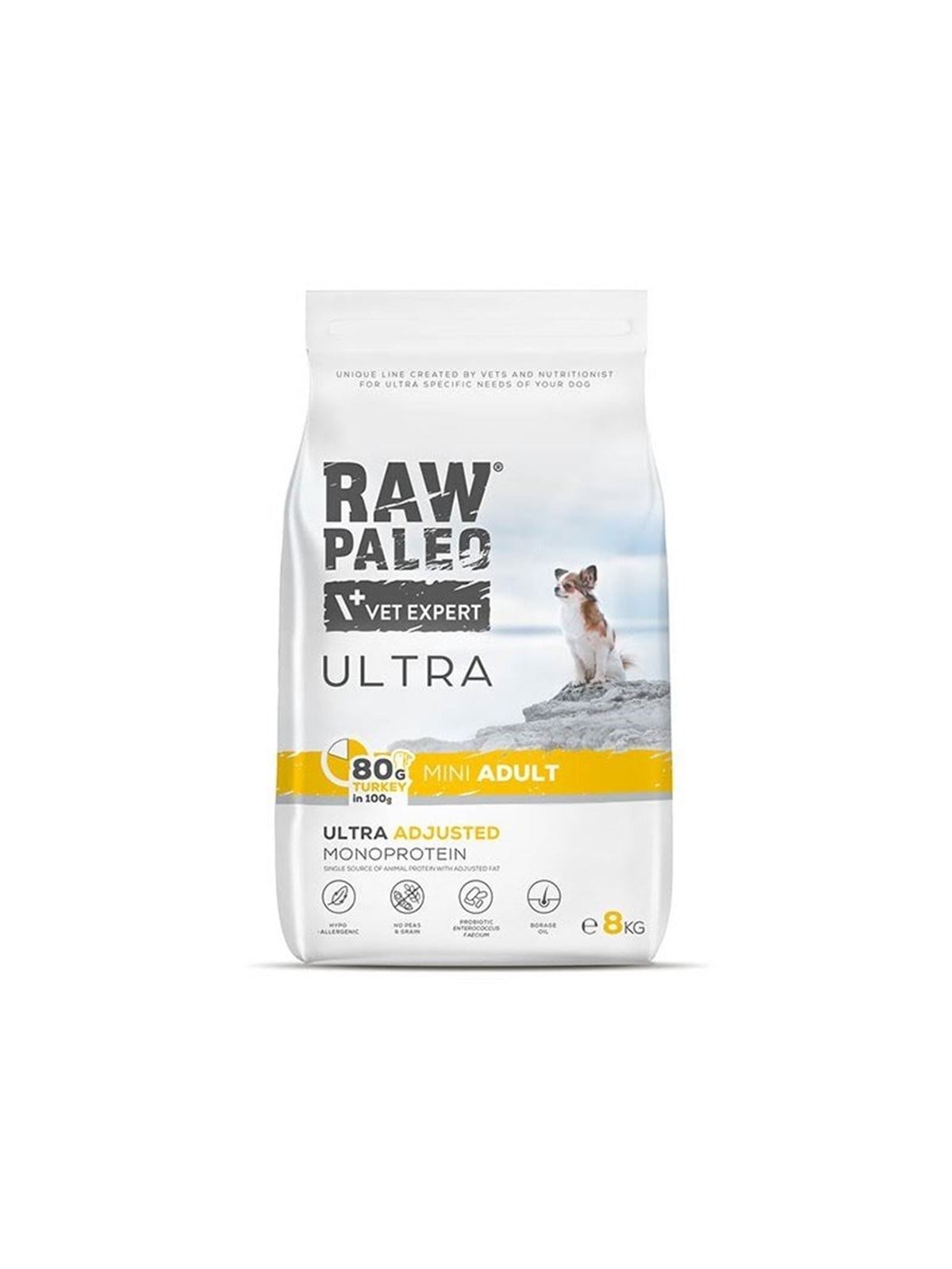 VetExpert Raw Paleo Ultra Mini Adult Turkey - Trockenfutter für Hunde - 8kg