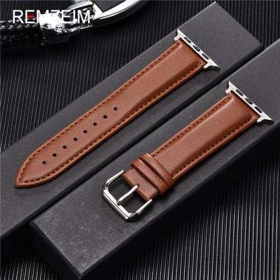 Uplifted Finds Calfskin Genuine Leather Watchband 38mm 40mm 41mm For Apple Watch 42mm Or 44mm Or 45mm brown w b
