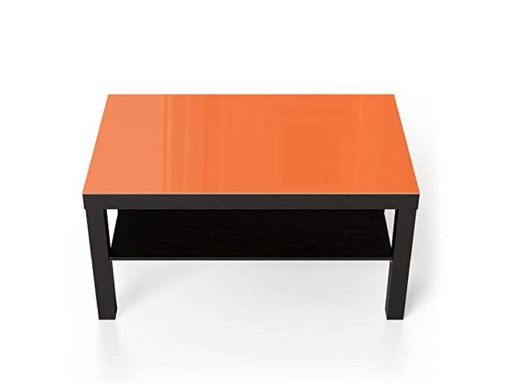 DEQORI Glastisch schwarz groß 90x50 cm Unifarben - Orange ausgefallener Beistelltisch aus Glas Hochglanz Couchtisch fürs Wohnzimmer moderner Couch Tisch mit Design