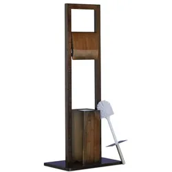 Relaxdays WC Garnitur Bambus dunkelbraun Weiß,Dunkelbraun,Silber