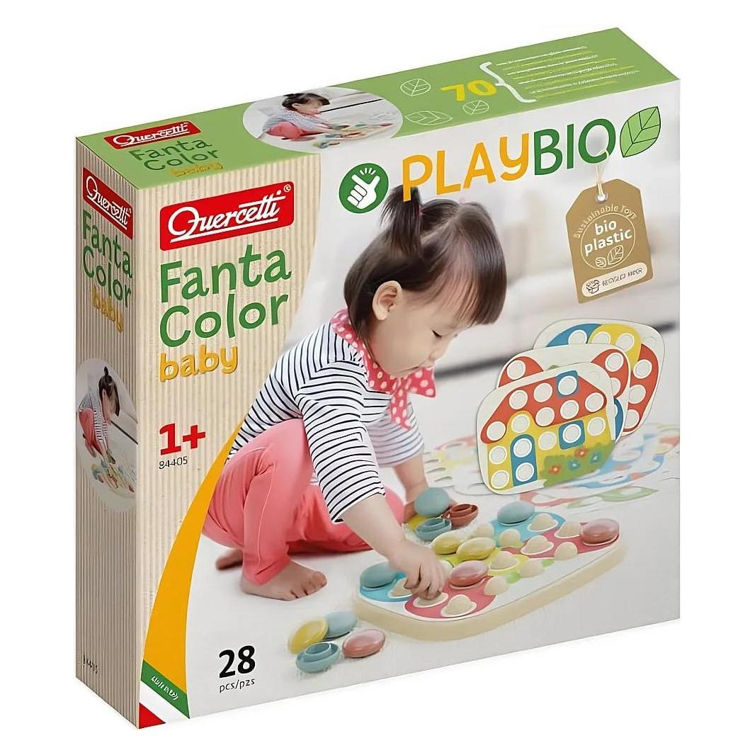 Quercetti PlayBio Mosaik-Steckspiel aus Biokunststoff: PlayBio FantaColor Baby (28 Teile) (84405)
