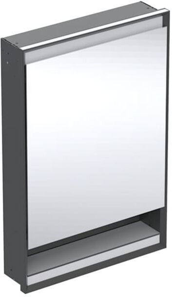 Geberit One Unterputz Spiegelschrank 505820007 60x90x15cm, mit Nische, 1 Tür, Anschlag links, schwarz matt/Aluminium pulverbeschichtet
