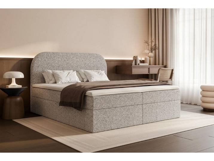 Compleo Boxspringbett Doppelbett, Topper als Option, gepolstertes Kopfteil mit Bettkasten, 120x200-200x200