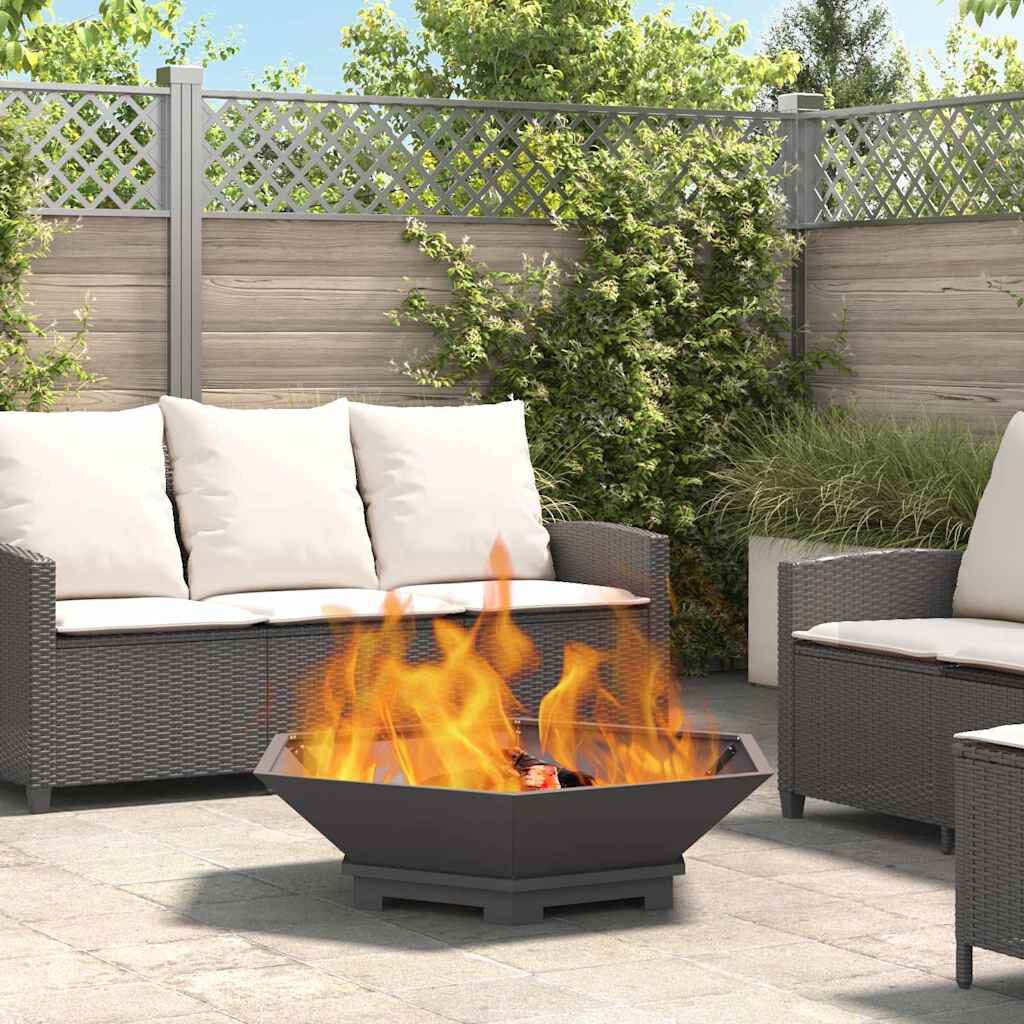 Borough Wharf Modern Fire Pit Black 28cm H x 100cm W x 100cm D