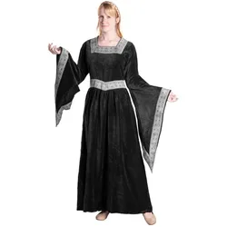 Metamorph Zauberin Samtkleid mit Trompetenärmeln schwarz (L)
