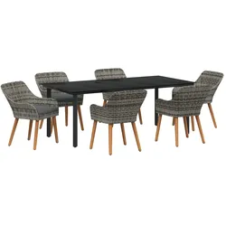 vidaXL 7-teiliges Gartenspeiseset Grau Poly-Rattan