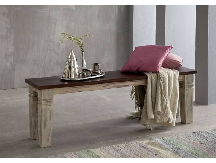 Banc 120x35 Manguier ciré Blanc antique CASTLE-ANTIK #145