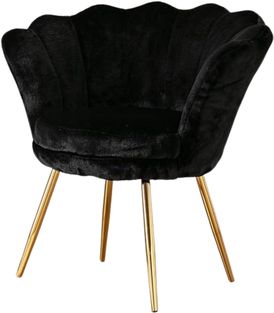 Verte Makeup Chair - Make-uptafelstoel met fluwelen zitting en gouden poten - Zwart