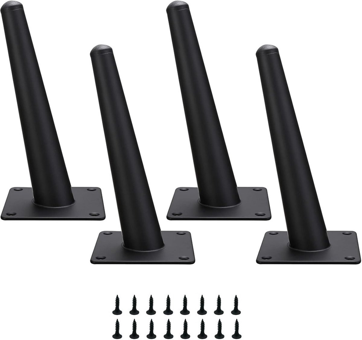 Zwarte metalen meubelpoten, 4 stuks, Hoogte: 15 cm
