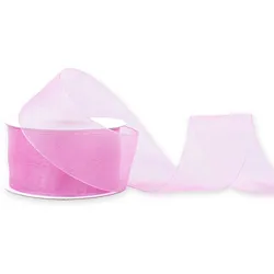 Creativery 38mm Organzaband 25m Chiffonband Schleifenband Geschenkband Stoffband Breit Rosa