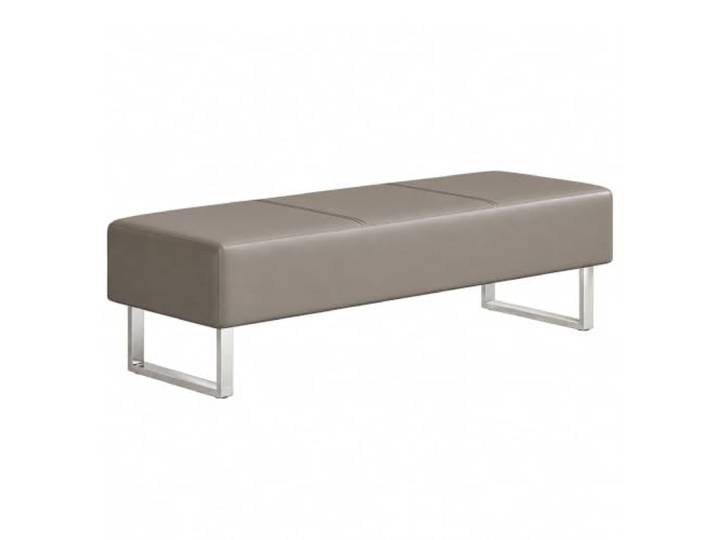 ZomoQryn Moderne Wartebank Gepolstert mit Kunstleder für Gäste und Empfang Gepolsterter Sitz aus PU-Leder mit Edelstahlbasis,Aufbewahrungsbank für Wartezimmer(Gray,120x42x42cm)