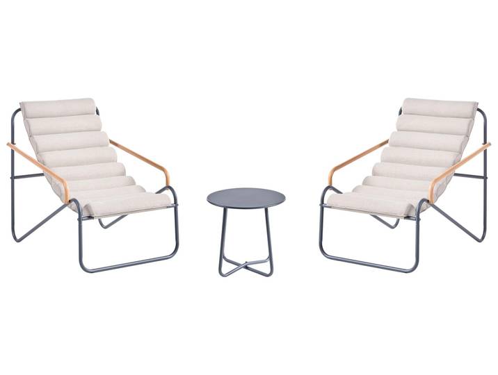 BELIANI Gartenlounge Set Hellbeige u. Dunkelgrau 2-Sitzer Loungesessel mit Tisch Modernes Design Balkon Terrasse Garten Outdoor Bistro Set
