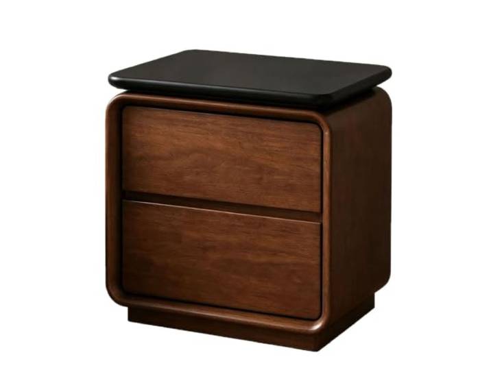 SilkRZlsss Nachttisch Mit 2 Schubladen, Modernes Geschwungenes Design Nachttisch Holz Mit Massivholzplatte, Beistelltisch Mit Gepolsterten Schubladen(#A,25*40CM)