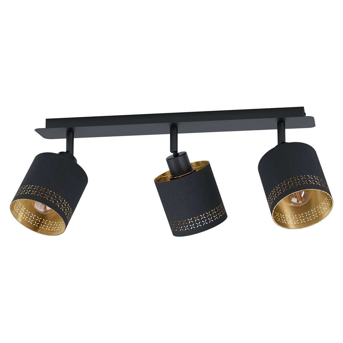 Eglo Esteperra Plafondlamp, zwart/goud, 3 x E27, B/D/H: 58 x 12 x 9 cm