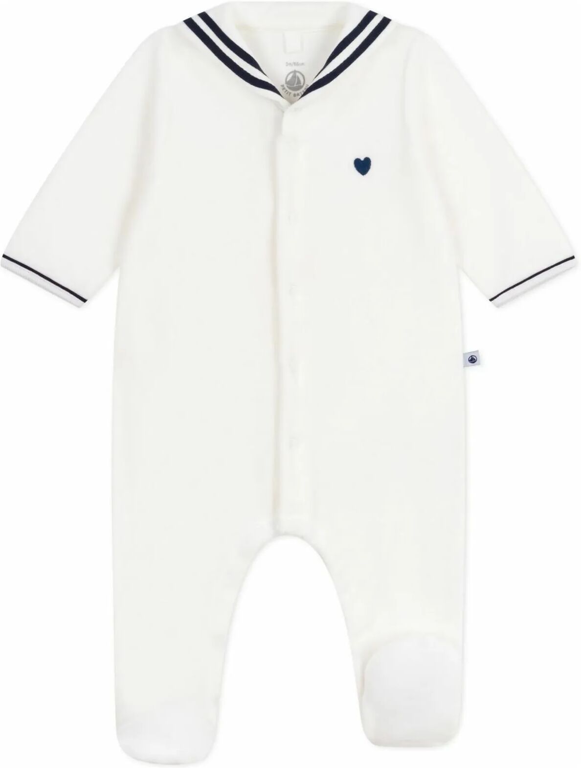 Petit Bateau Pyjama Dors Bien Col Vareuse Blanc 1 mois