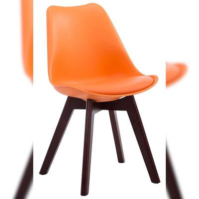 DELUKE Besucherstuhl LAGOS - Kunstleder Orange 48x41.5x84 cm Dunkelbraun | Besucherstühle Konferenzstuhl Wartezimmerstuhl Bürostühle Bürostuhl Konferenzraum
