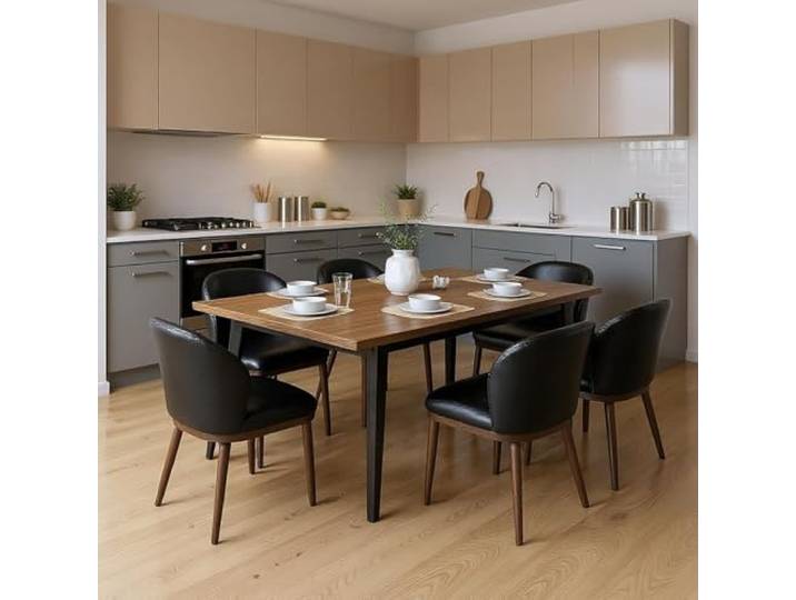 Esszimmerstühle 6er Set Gepolstert, Küchenstühle Holzbeine Stuhl Modern 6er Set Esszimmerstühle gepolstert: Ergonomische Rückenlehne, dichter Schaumstoff & stabile Massivholzbeine bis 120 kg.
