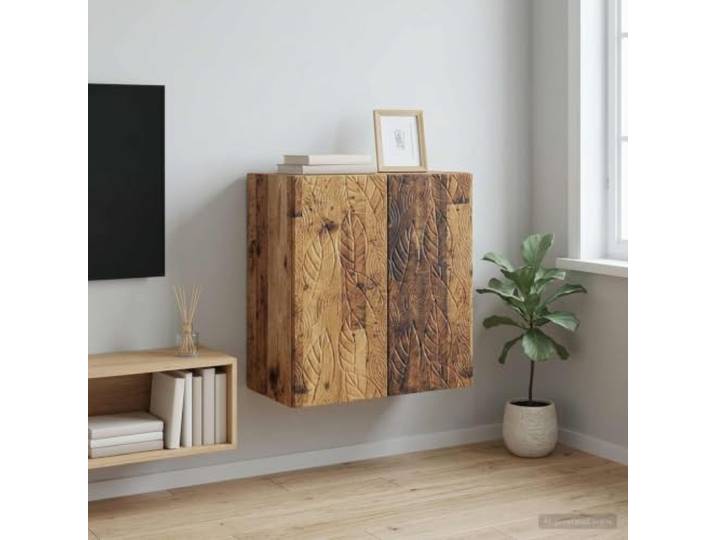 VIHHQGC Wandschrank aus Holzwerkstoff, Altholz-Optik, 59x31x60 cm mit 90° Robuster Holzwerkstoff, platzsparende Wandmontage, vielseitige Holzbretter, 90° Pendeltüren, pflegeleichte Oberfläche