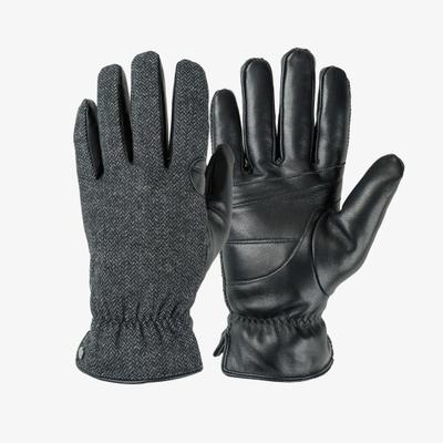 Strickhandschuhe PEARLWOOD "PARKER", Herren, Gr. 8,5, schwarz, Schafsleder, Handschuhe, Touchscreen proofed - mit 10 Fingern bedienbar