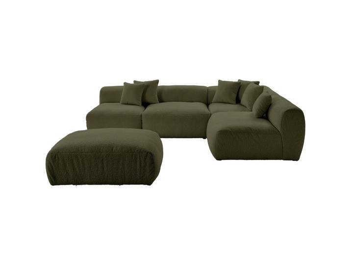 Ecksofa Bloom Olivgrün Teddystoff